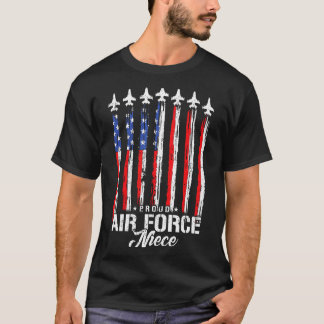 Camiseta Bandeira da sobrinha da força aérea orgulhosa famí