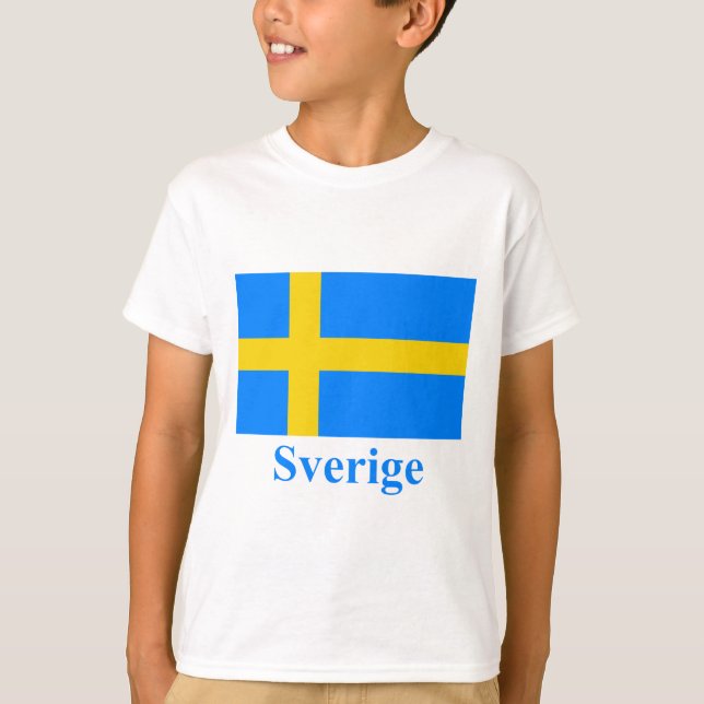 Camiseta Bandeira da suecia com nome no sueco (Frente)