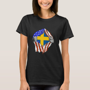 Camiseta Bandeira da Suécia Peito EUA América Orgulho Sueco
