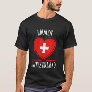 Camiseta Bandeira da Suíça Coração Cidade Emmen