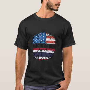 Camiseta Bandeira da Tailândia Girassol EUA Eu Sou Ambos Ta
