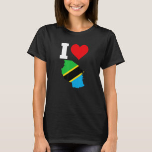 Camiseta Bandeira da Tanzânia I Love Tanzania 1
