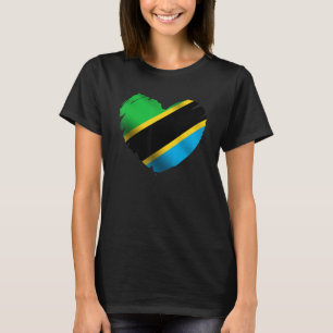 Camiseta Bandeira da Tanzânia Na Forma de Coração Tanzanian