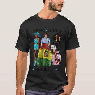 Camiseta Bandeira da Tia Boliviana Educada Negra Latina Tia