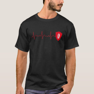 Camiseta Bandeira da Tunísia Coração Batimento EKG Patrióti