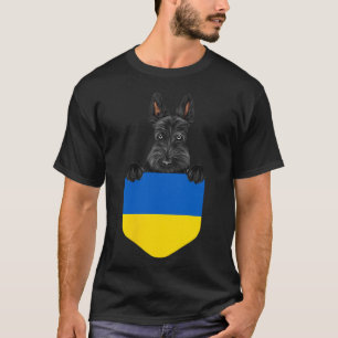 Camiseta Bandeira da Ucrânia Cachorro Scottish Terrier no B
