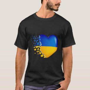 Camiseta Bandeira da Ucrânia Com Pequenos Corações Voando
