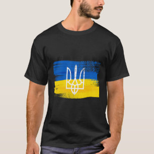 Camiseta Bandeira da Ucrânia e Brasão de Armas Pintado Patr