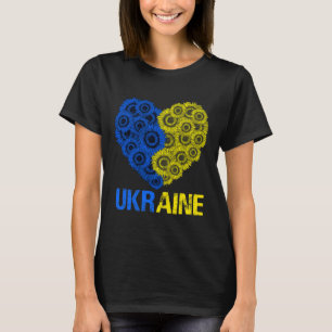 Camiseta Bandeira da Ucrânia Girassol Coração Vintage Amor