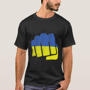 Camiseta Bandeira da Ucrânia Punho. Fique Forte Ucrânia. Az