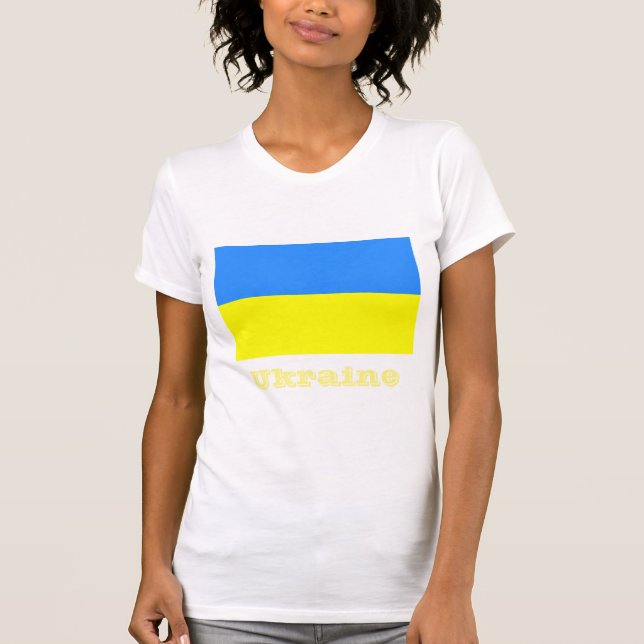 Camiseta Bandeira da Ucrânia, rotulada (Frente)