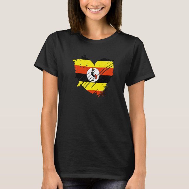 Camiseta Bandeira da Uganda Eu amo Uganda Está no meu DNA   (Frente)