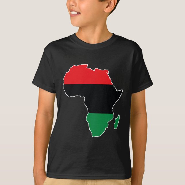 Camiseta Bandeira da Unia Pan-Africana Mapa Continente Hist (Frente)