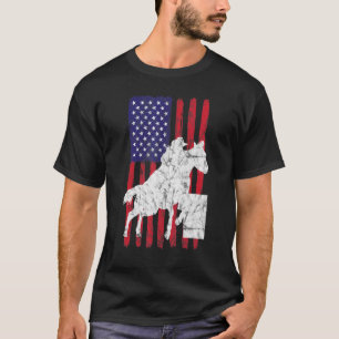 Camiseta Bandeira da Usa, Barrel Racer Horse Riding Rodeo C