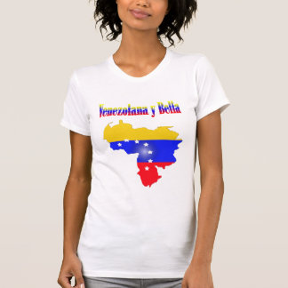 Camiseta Bandeira da Venezuela com texto Venezolana Y Bella