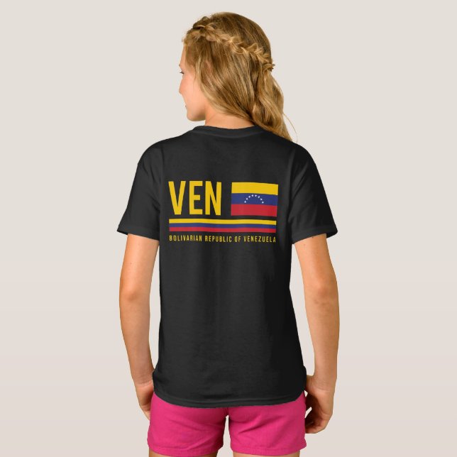 Camiseta Bandeira da Venezuela e Design de código ISO Alpha (Parte Traseira Completa)