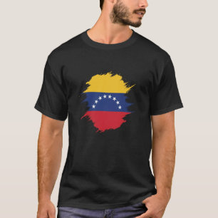 Camiseta Bandeira da Venezuela Pincelada Orgulho Venezuelan