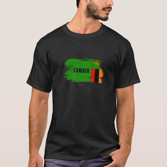 Camiseta Bandeira da Zâmbia bandeira nacional da África Ori (Frente)