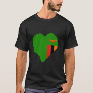 Camiseta Bandeira da Zâmbia Coração Vintage Orgulho Zambian