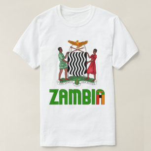 Camiseta Bandeira da Zâmbia e Casaco de Armas Patriótica