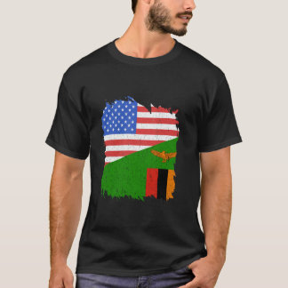 Camiseta Bandeira da Zâmbia Orgulho Zambiano EUA América Vi