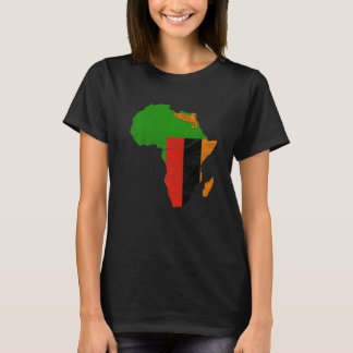 Camiseta Bandeira da Zâmbia Silhueta do Continente Africano