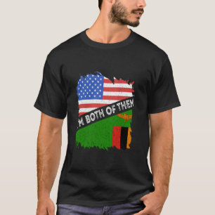 Camiseta Bandeira da Zâmbia Zâmbia Eu Sou Ambos Vintage EUA