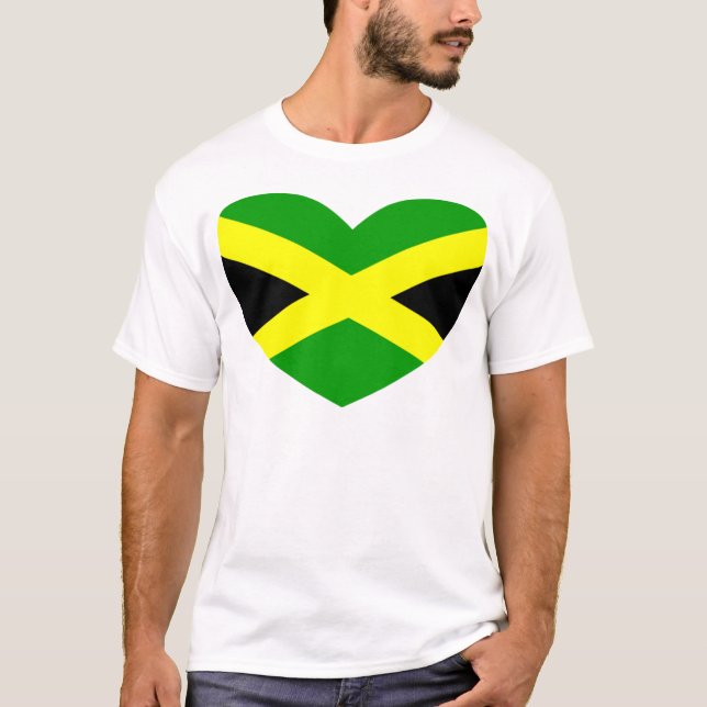 Camiseta Bandeira dada forma coração de Jamaica (Frente)