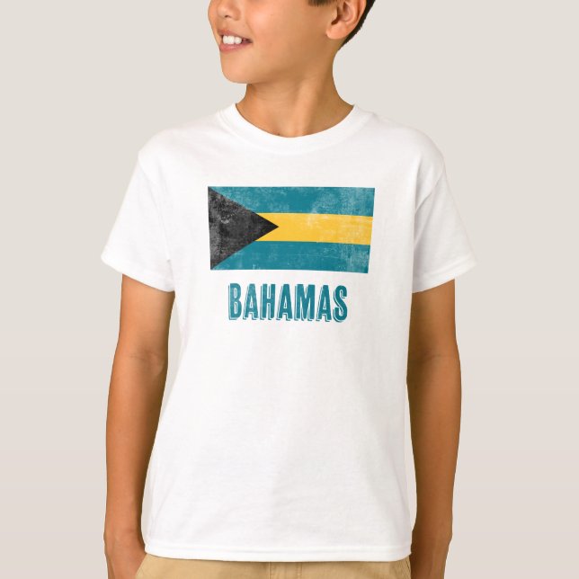 Camiseta Bandeira das Bahamas: "Grunge". (Frente)