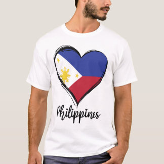 Camiseta Bandeira das Filipinas Coração Pinoy Filipino