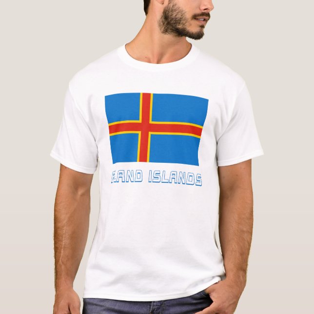 Camiseta Bandeira das ilhas de Aland com nome (Frente)