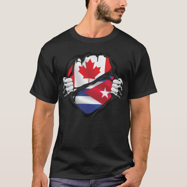 Camiseta Bandeira das Raízes Cubanas Canadenses (Frente)