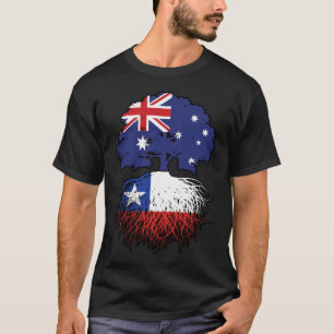 Camiseta Bandeira das Raízes da Árvore Australiana do Chile