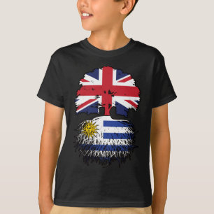 Camiseta Bandeira das Raízes da Árvore Britânica do Uruguai