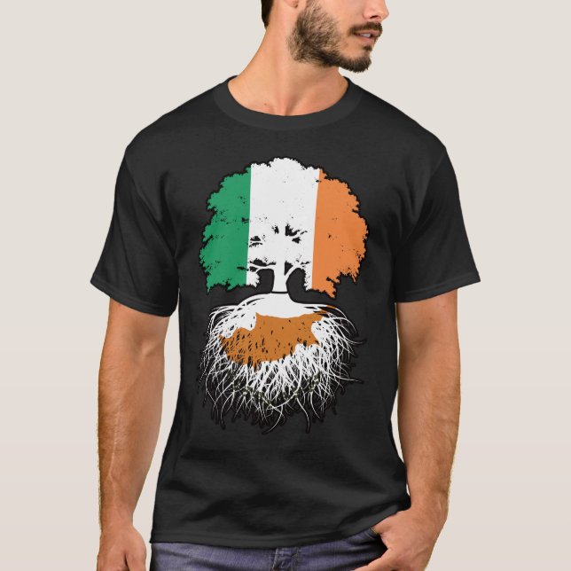 Camiseta Bandeira das Raízes da Árvore da Irlanda cipriota (Frente)