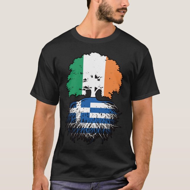 Camiseta Bandeira das Raízes da Árvore da Irlanda da Irland (Frente)