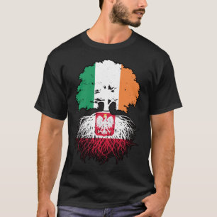 Camiseta Bandeira das Raízes da Árvore da Irlanda do Polôni