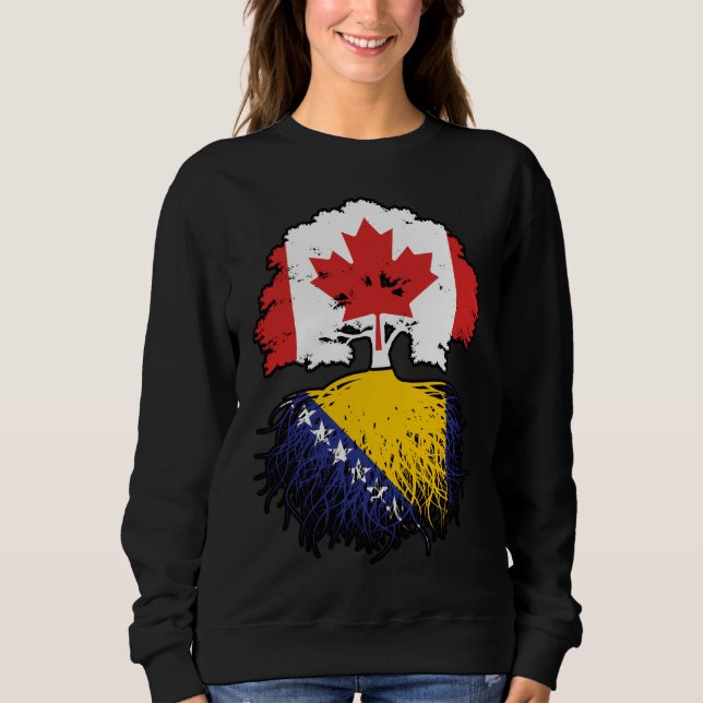 Camiseta Bandeira das Raízes da Árvore do Canadá na Bósnia- (Frente)