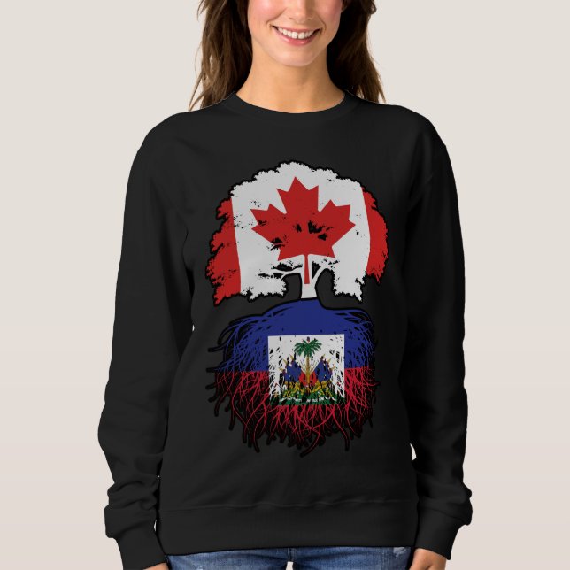 Camiseta Bandeira das Raízes da Árvore do Haiti no Canadá (Frente)