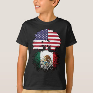 Camiseta Bandeira das Raízes da Árvore dos EUA mexicano