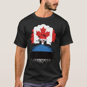 Camiseta Bandeira das Raízes da Árvore Estônia canadiana do