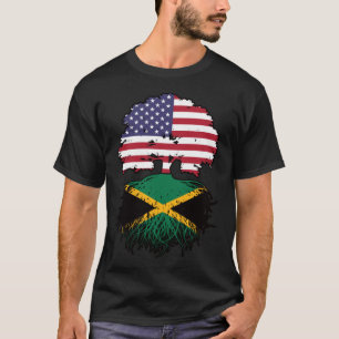 Camiseta Bandeira das Raízes da Árvore Jamaicano-Americana