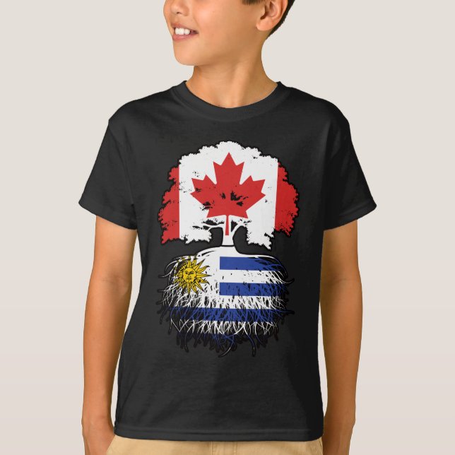 Camiseta Bandeira das Raízes das Árvores do Canadá Uruguai  (Frente)