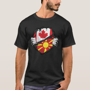 Camiseta Bandeira das Raízes das Mãos Canadenses da Macedôn