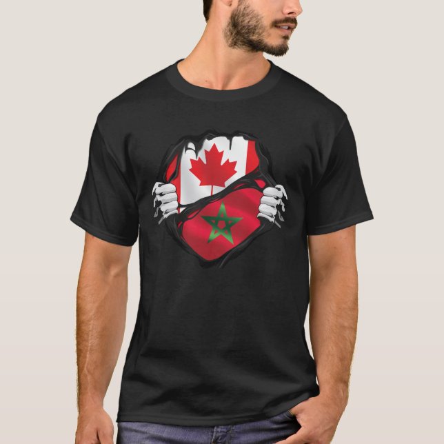 Camiseta Bandeira das Raízes das Mãos Canadenses Marroquina (Frente)