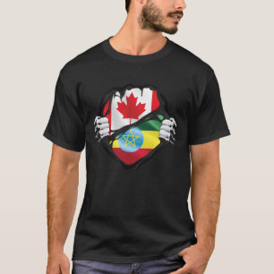 Camiseta Bandeira das Raízes das Mãos Canadianas Etíopes
