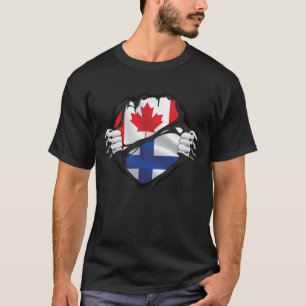 Camiseta Bandeira das Raízes das Mãos Canadianas Finlandesa