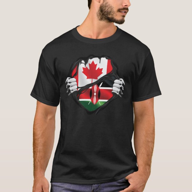 Camiseta Bandeira das Raízes do Canadá Queniano (Frente)