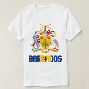 Camiseta Bandeira de Barbados e Casaco de Armas Patriótica