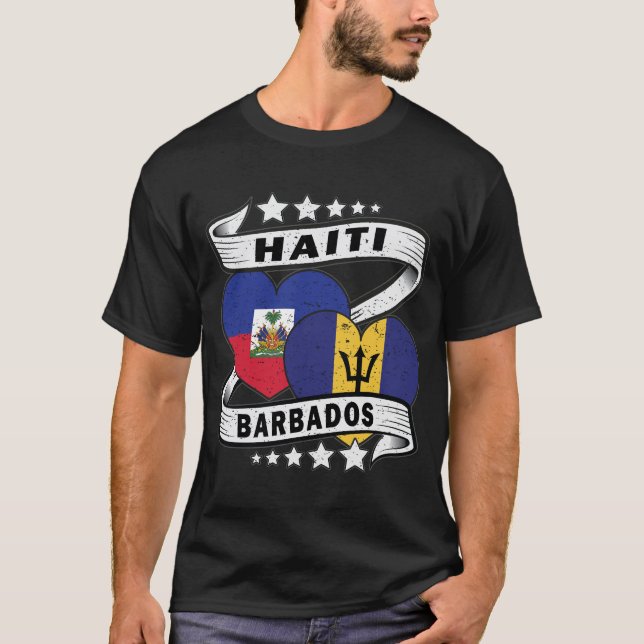 Camiseta Bandeira De Barbados E Haiti (Frente)